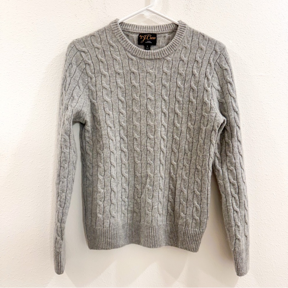 J. Crew Cashmere Cable Knit Sweater Grey S - Picture 2 of 4